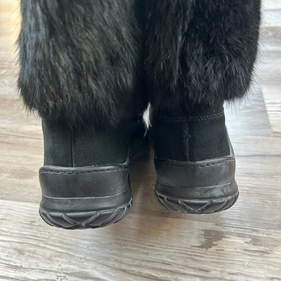 Pajar Canada Black Suede Rabbit Fur Snow Boots Winter Chalet Goth 36 EU 7 US - Picture 9 of 12